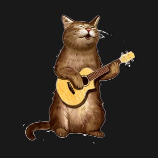 Cat Gifts For Cat Lovers Funny Playing Ukulele T-Shirt