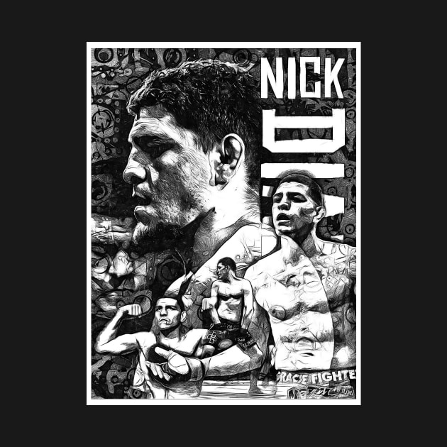 Nick Diaz Black and White Drawing by SavageRootsMMA