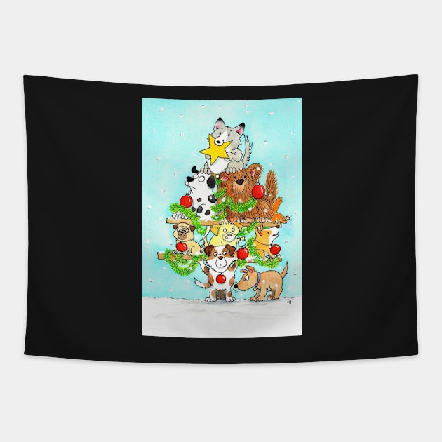 Dog Christmas Tree Tapestry by nicolejanes