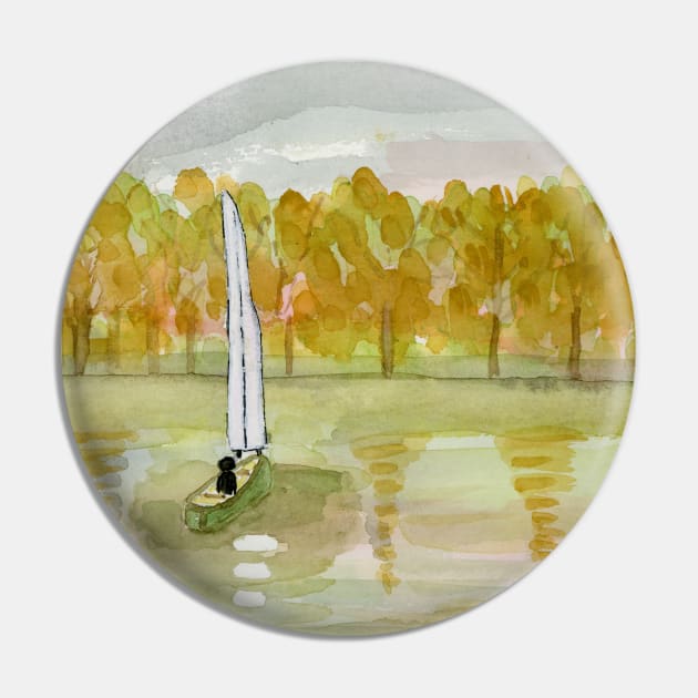 Yellow Reflections Watercolor Painting Pin by EugeniaAlvarez