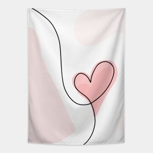 Heart One Line Art - Abstract Heart Single Line - Heart Continuous Line Tapestry