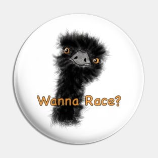 Whimsical Emu Racer Pin