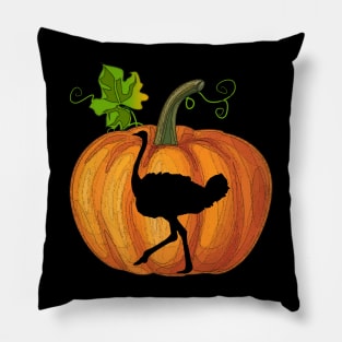 Ostrich in pumpkin Pillow