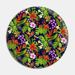 Navy Blue Tropical Flora Pin