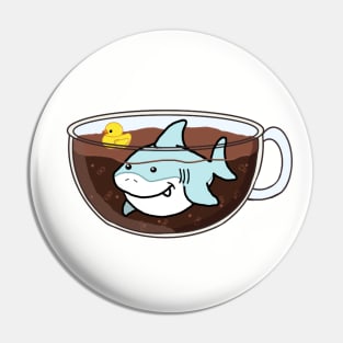 Jawva (Cute Shark Swimming in Coffee) Pin