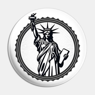 Black and white Statue of Liberty Emblem Pin