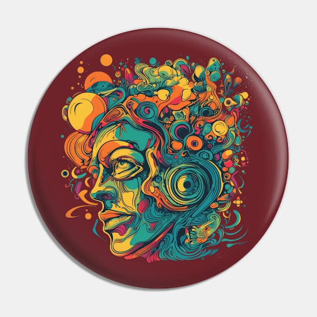 Psychedelic face in many colours Pin by Unelmoija