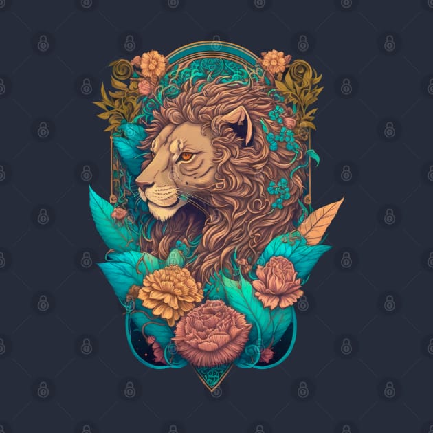 Lion and Flowers by Takhir_Art