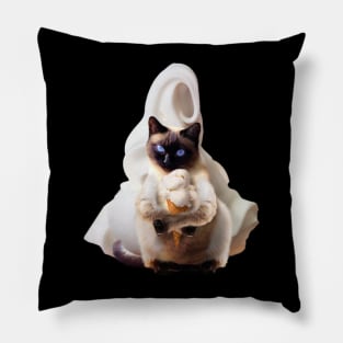 Siamese Cat Kitty Kitten Eating Ice Cream, Funny Cute Pillow