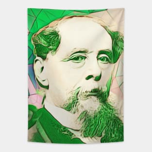 Charles Dickens Green Portrait | charlles dickens artwork 7 Tapestry