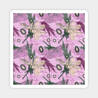 Modern Floral Dahlia Pattern Magnet