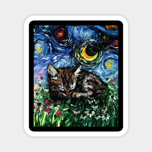 Sleepy Tabby Kitten Night Magnet