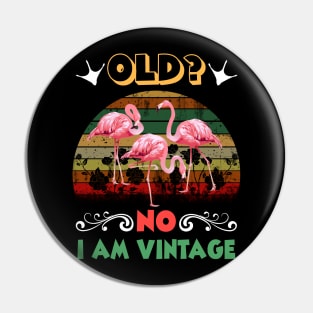 Old No I am Vintage Funny Flamingo Pin