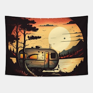 Camping Adventure Sunset, Camping Van Tapestry