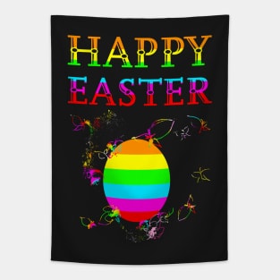 Rainbow Easter Egg with Spring Flower Fireworks Tapestry
