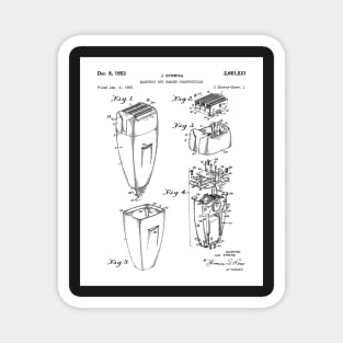 Electric Shaver Patent - Barber Stylist Bathroom Decor Art - White Magnet