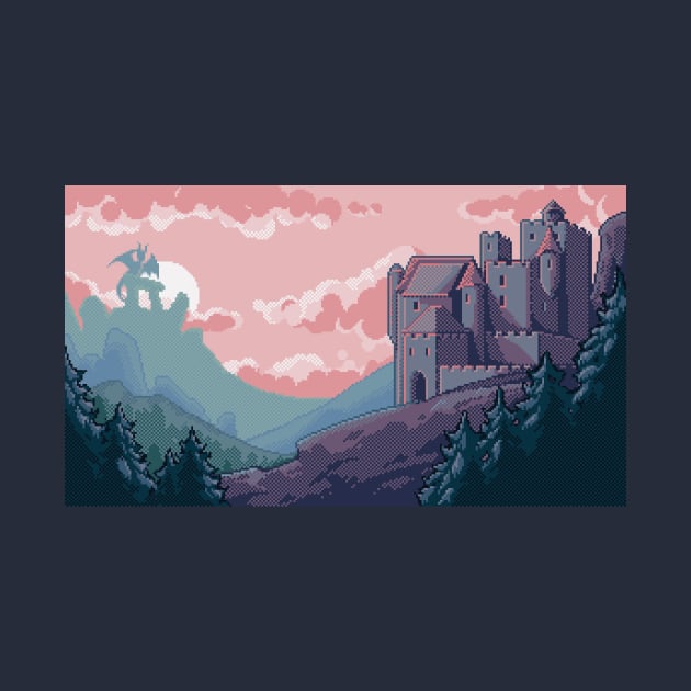 Fantasy Castle At Sunrise - apparel, sticker, case and more by Pixel Workshop