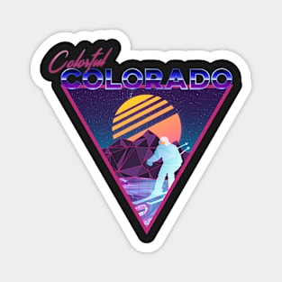 Retro Vaporwave Ski Mountain | Colorful Colorado | Shirts, Stickers, and More! Magnet