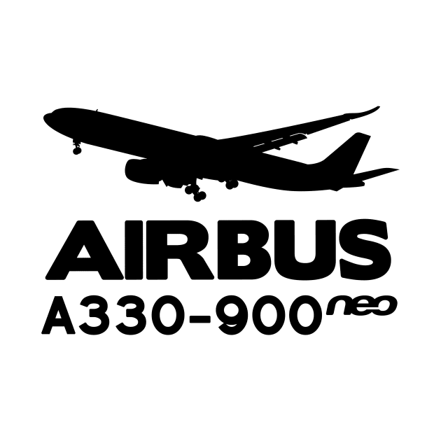 Airbus A330-900neo Silhouette Print (Black) by TheArtofFlying