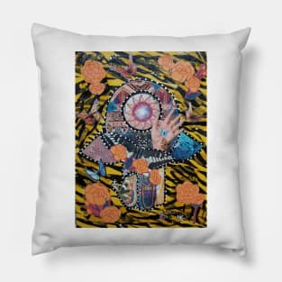 BUTTERFLY EFFECT Hamsa by Harriette Knight Pillow