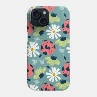 Scandinavian Spring Flowers with Ladybugs Phone Case