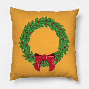 Charming Wreath with Berries and a Pretty Bow Pillow