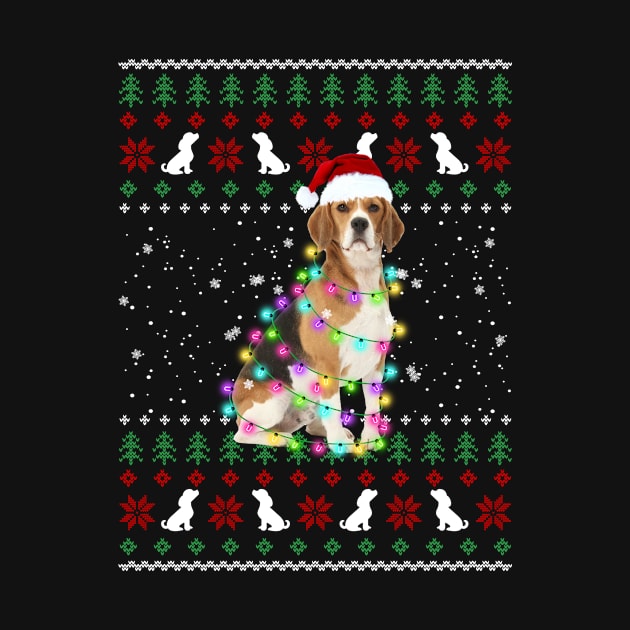 Santa Beagle With Christmas Lights Funny Dog Lover by nakos