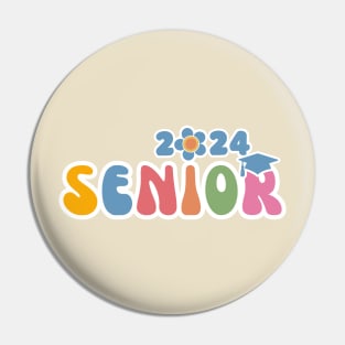 Retro 2024 High School Senior Flower Power Pin