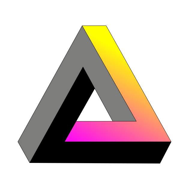 Impossible triangle with magenta to yellow gradient by TRIME