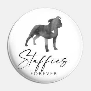 Staffordshire Bull Terrier Lover Gift - Ink Effect Silhouette - Staffies Forever Pin