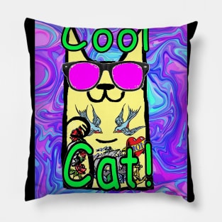 hipster rocker cool cat 7 Pillow