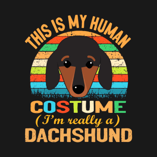 Retro Vintage Silhouette Dachshund Costume T-Shirt