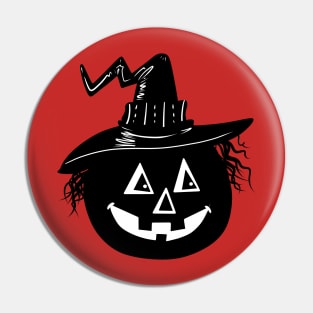 Halloween Witch Hat Pumpkin Silhouette Pin