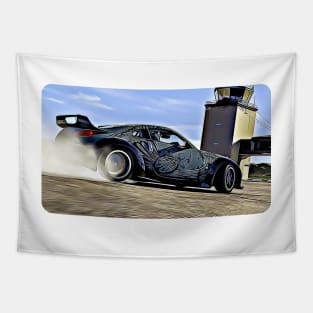 350z Custom Drift Cartoon Drawing Action Print Tapestry