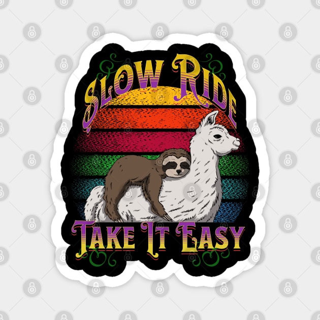 Sloth Riding Llama – Slow Ride Magnet by RockReflections