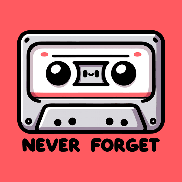 Never Forget - Kawaii Cassette Tape - Vintage Old School by TeeTopiaNovelty