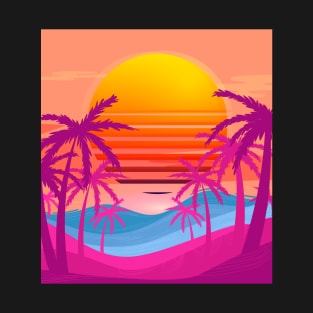 Golden Bliss Sunset Synthwave T-Shirt