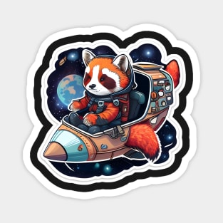 Red Panda Astronaut Lost in Space Sticker Magnet