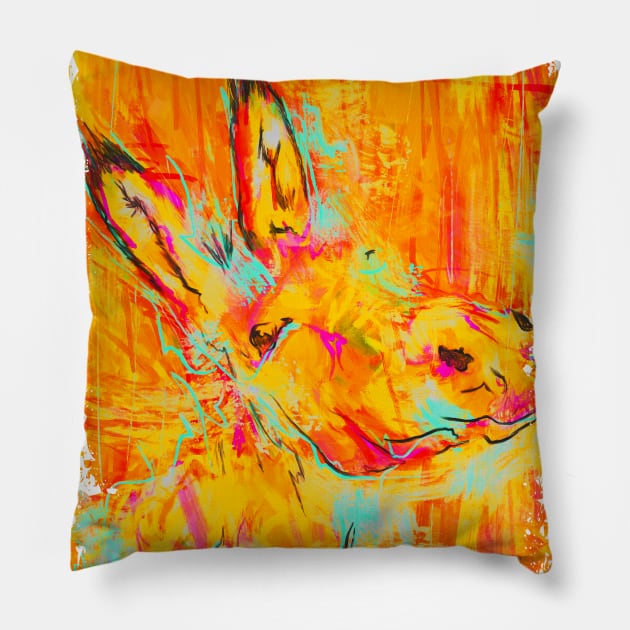 donkey painting Pillow by somatosis