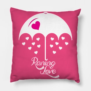 Raining love pink white umbrella Pillow