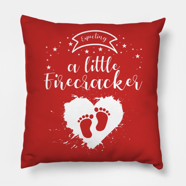 Expecting a Little Firecracker Pregnancy Announcement Pillow by MarYouLi