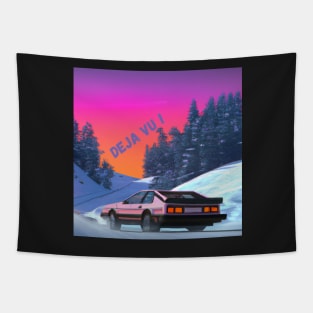 Deja vu! Car drifitng on a snowy road Tapestry