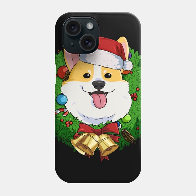 Pembroke Welsh Corgi Santa Christmas Wreath Phone Case by Noseking