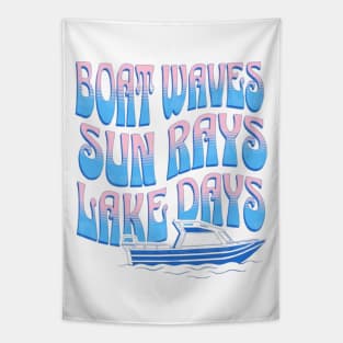 Boat Waves Sun Rays Lake Days Lake life boat Tapestry