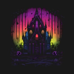 Gothic Rainbow Castle Neon Colors T-Shirt