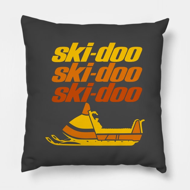 Ski Doo vintage Snowmobiles Pillow by Midcenturydave