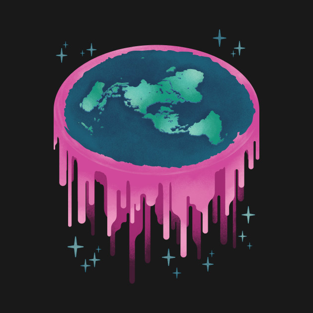 Neon Drippy Flat Earth - Flat Earth - T-Shirt