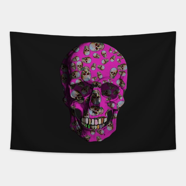 Happy Skulls Random Pattern (Fuschia) Tapestry by Diego-t