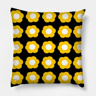 yellow flowers and black floral pattern Pillow