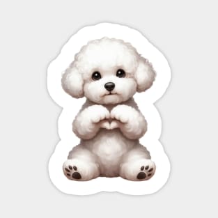 Valentine Bichon Frise Dog Giving Heart Hand Sign Magnet